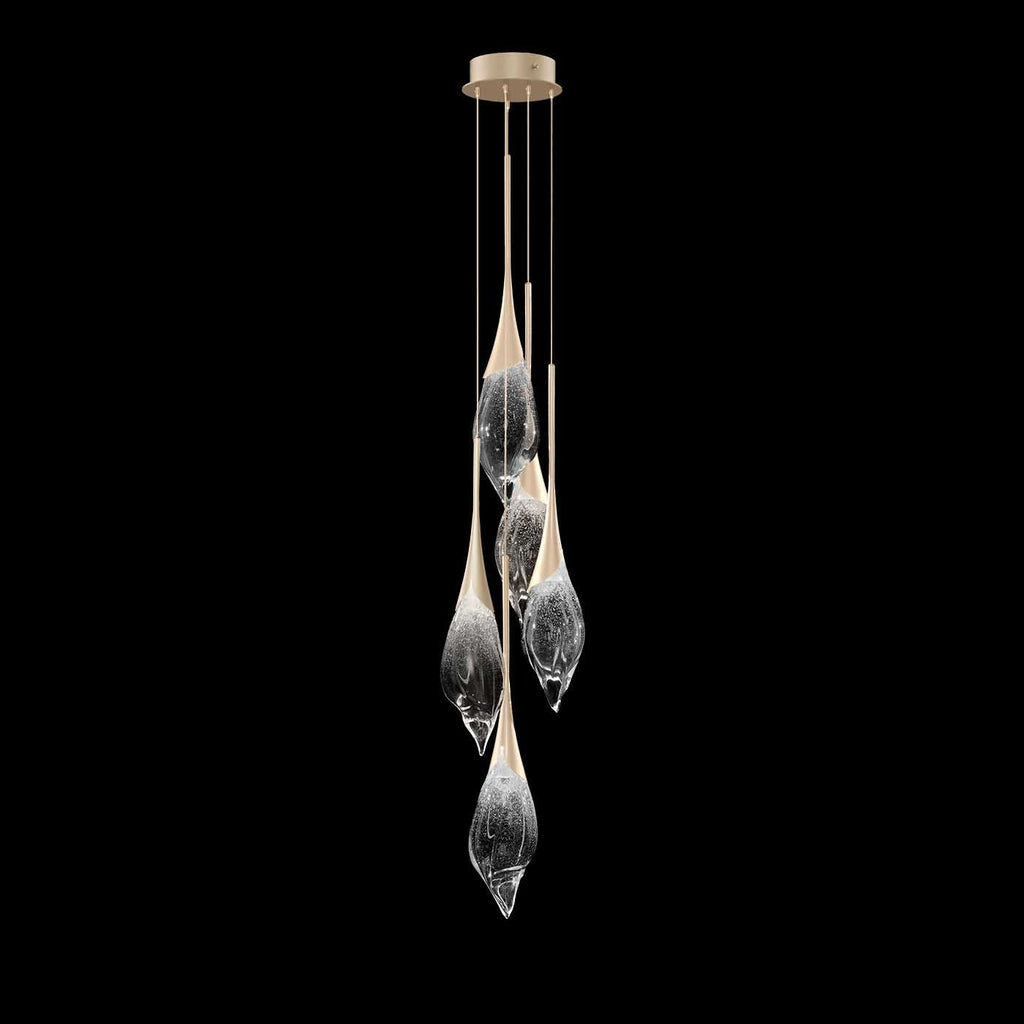 12.5-Inch Hand-Pulled Glass Pendant Light / Champagne