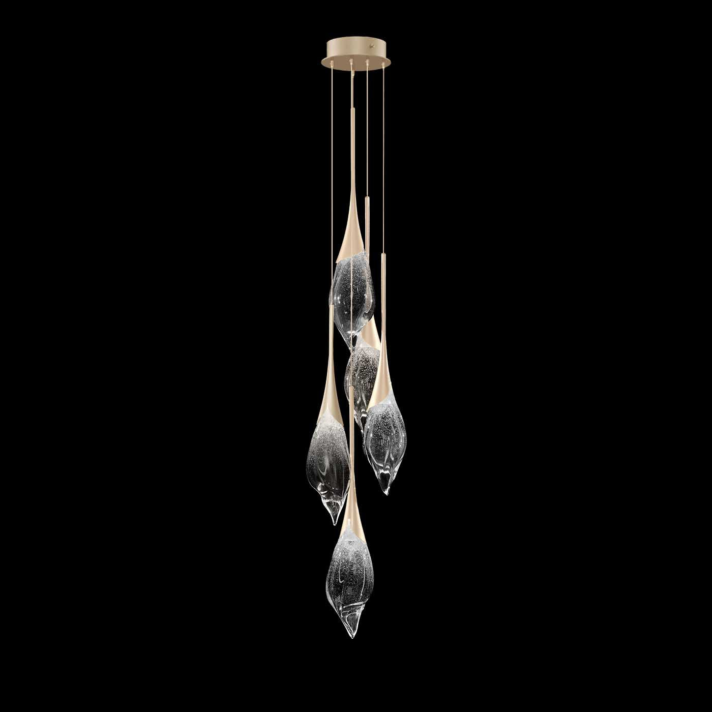 12.5-Inch Hand-Pulled Glass Pendant Light / Champagne