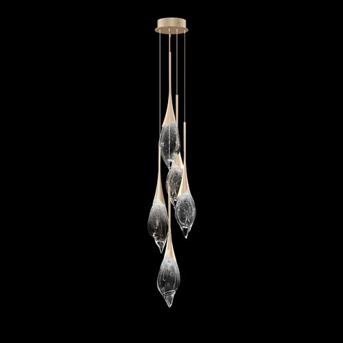 12.5-Inch Hand-Pulled Glass Pendant Light / Champagne
