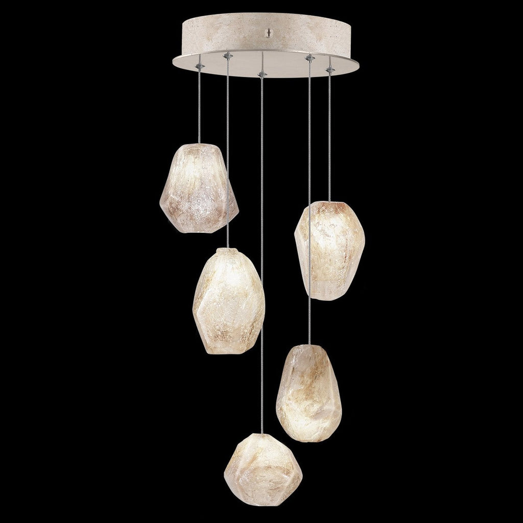 12-Inch Natural Quartz Glass Pendant Light / Gold