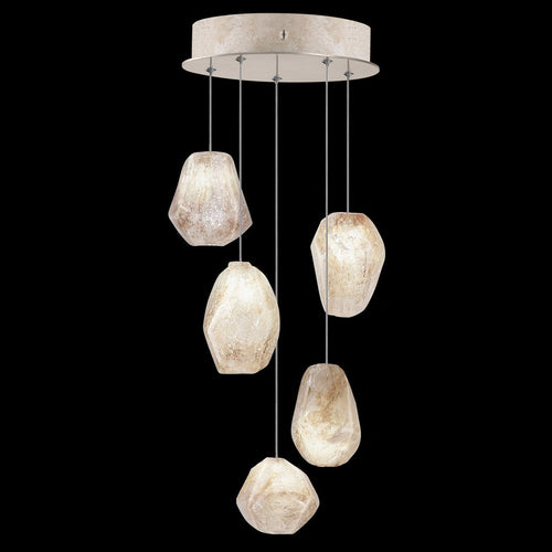 12-Inch Natural Quartz Glass Pendant Light / Gold