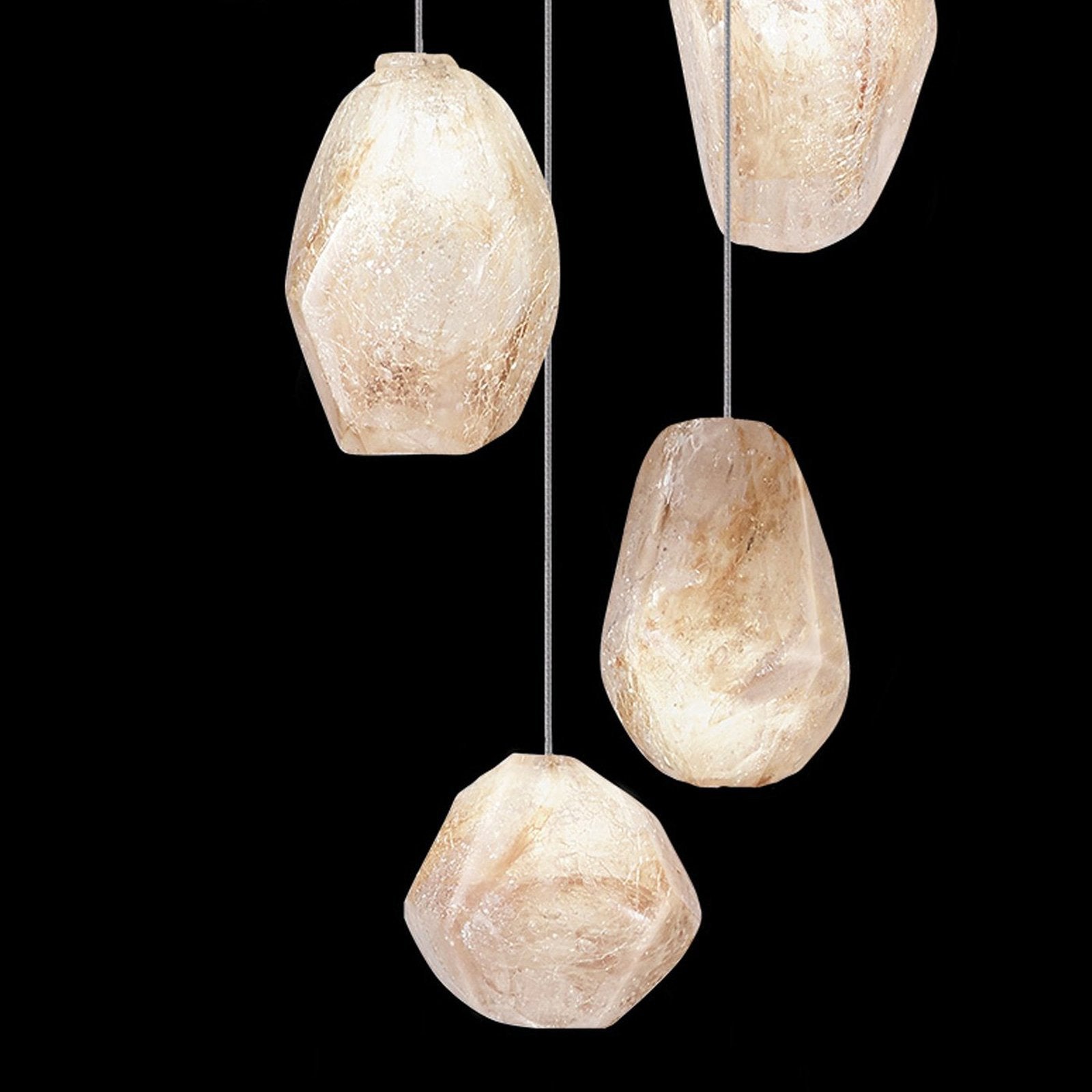12-Inch Natural Quartz Glass Pendant Light / Silver