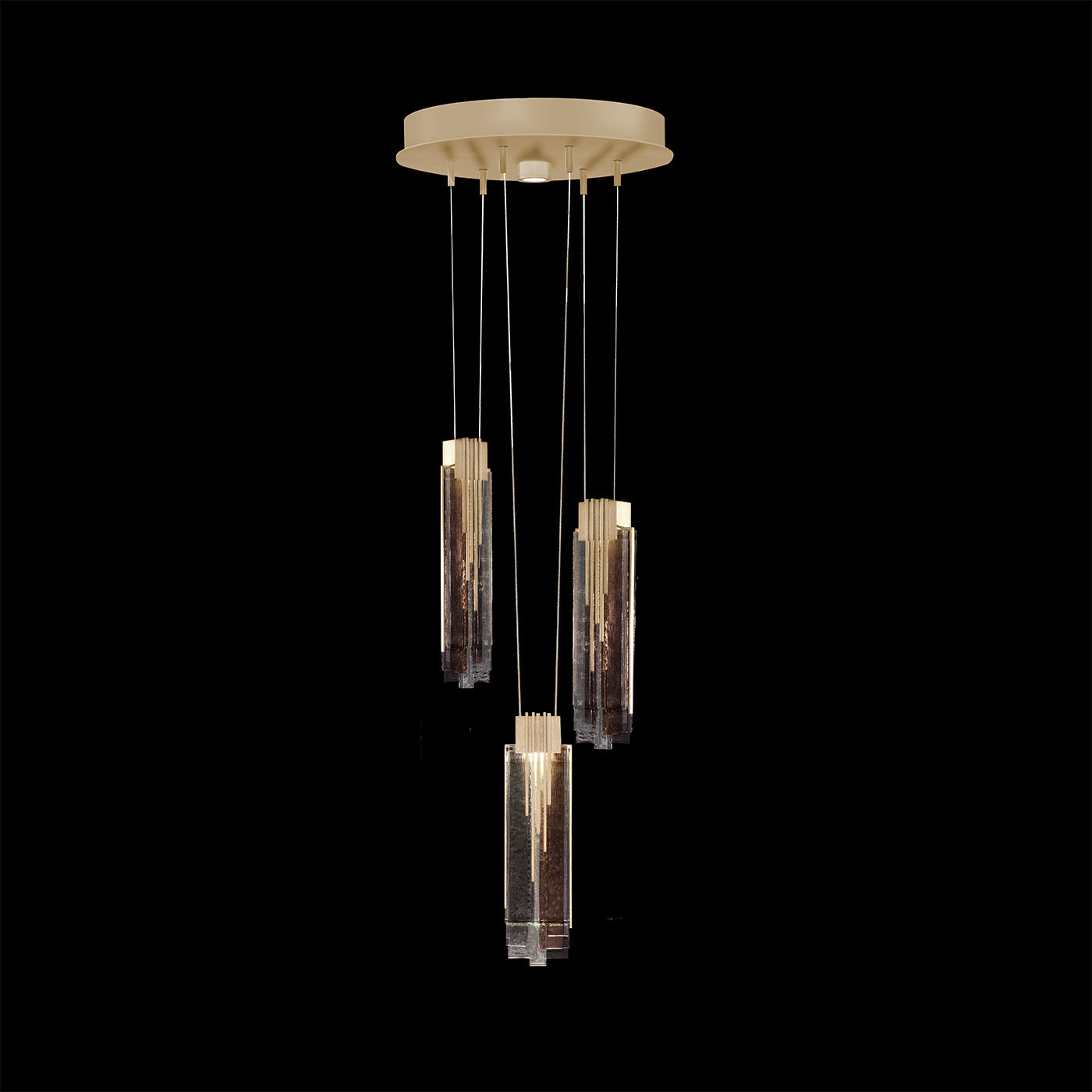 16-Inch Cascading Fused Glass Pendant Light / Soft Gold / Multi-Tone