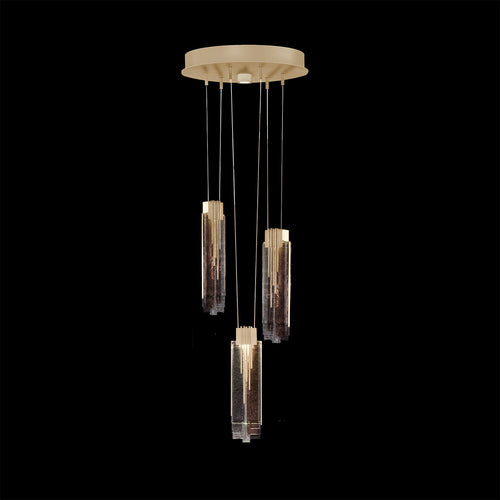 16-Inch Cascading Fused Glass Pendant Light / Soft Gold / Multi-Tone