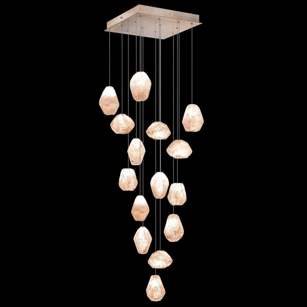 19-Inch Square Quartz Glass Pendant Light / Gold