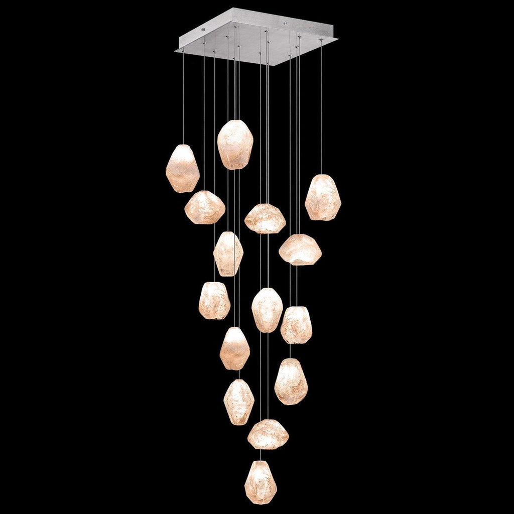 19-Inch Square Quartz Glass Pendant Light / Silver