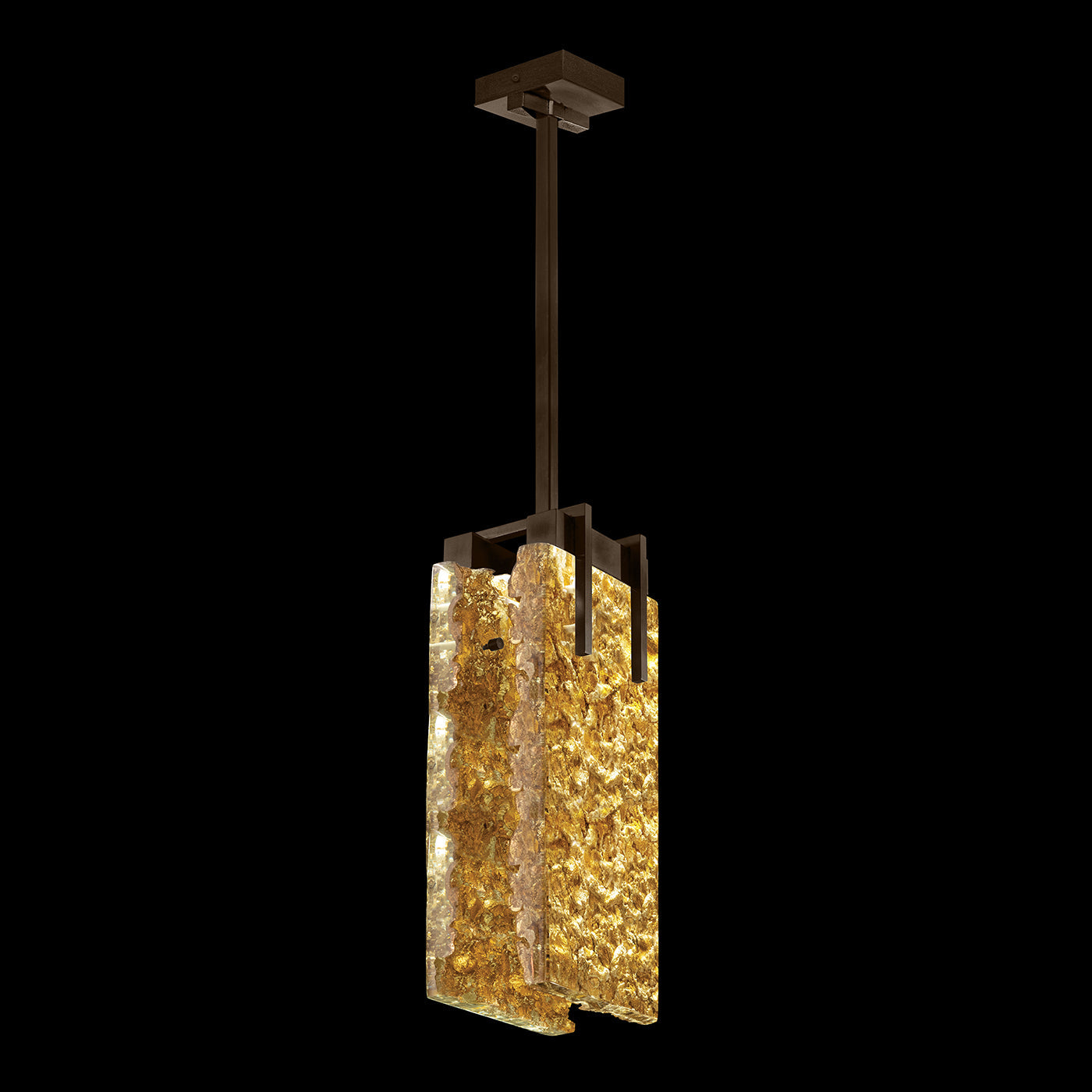 21-Inch Textured Crystal LED Pendant Light / Gold Leaf