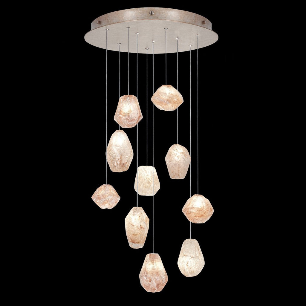 22-Inch Natural Quartz Glass Pendant Light / Gold