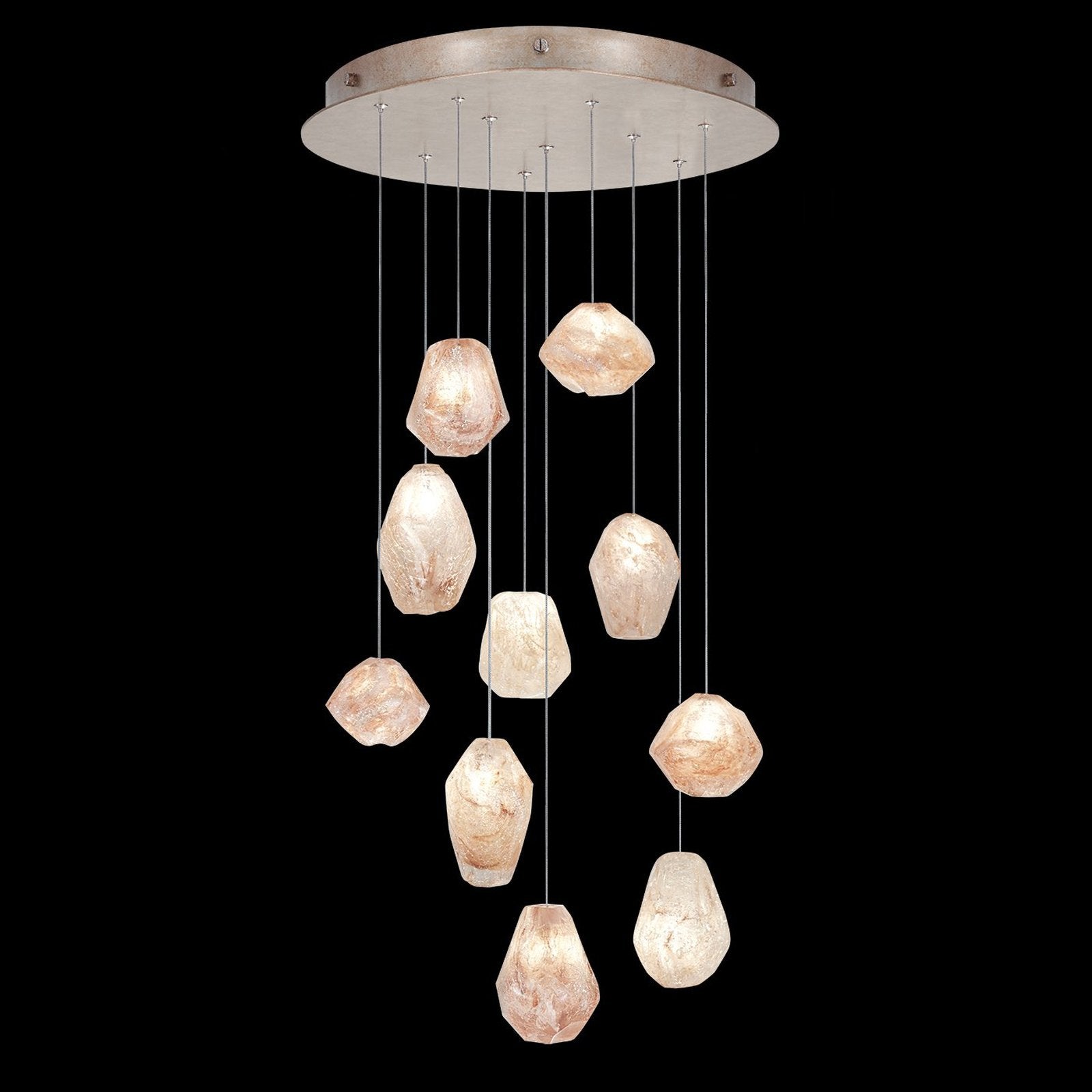 22-Inch Natural Quartz Glass Pendant Light / Gold