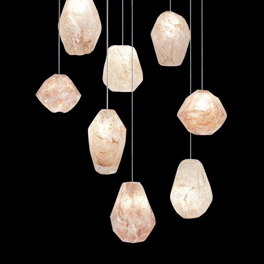 22-Inch Natural Quartz Glass Pendant Light / Silver