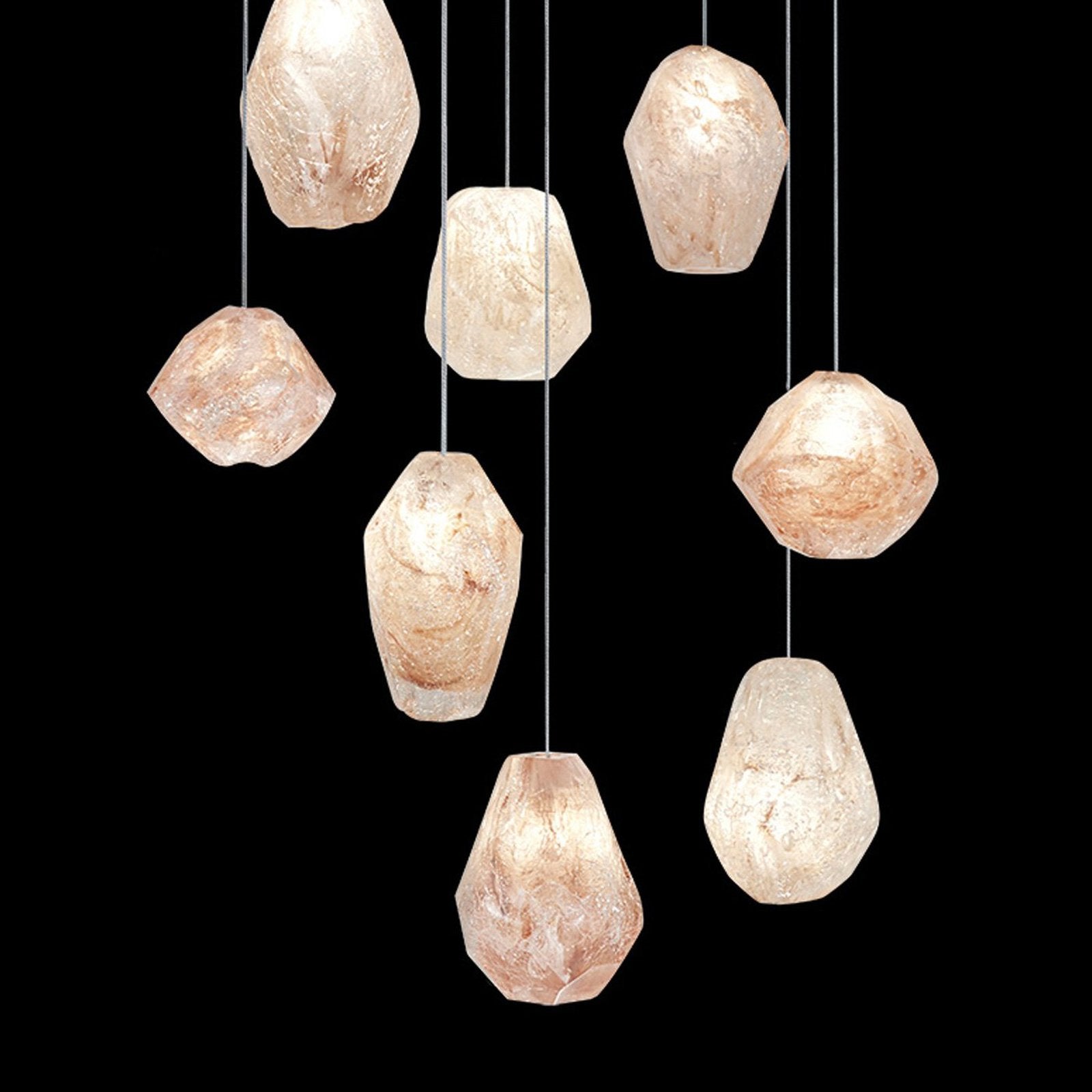 22-Inch Natural Quartz Glass Pendant Light / Silver
