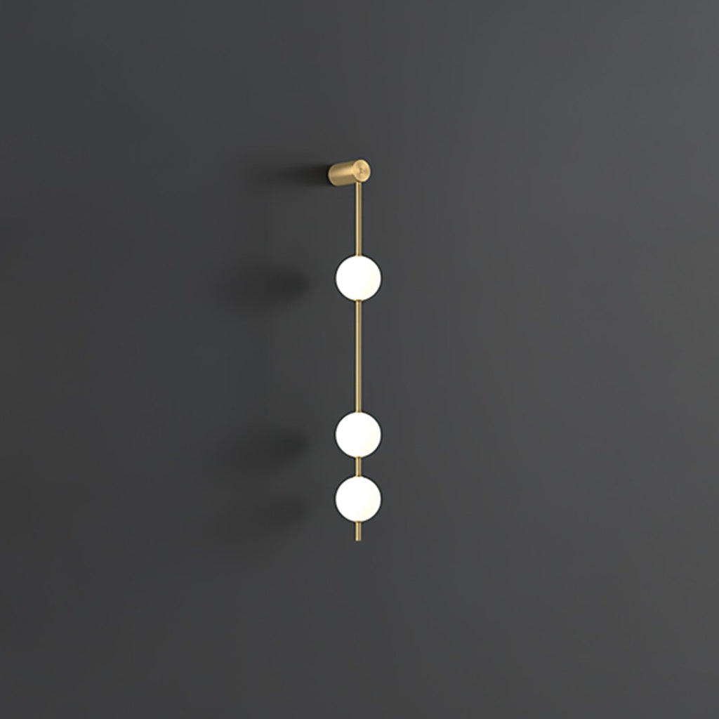 3-5 Light Vertical Globe Wall Light / 5 Lamps Set of 2 / Black & Glass Ball / Warm White