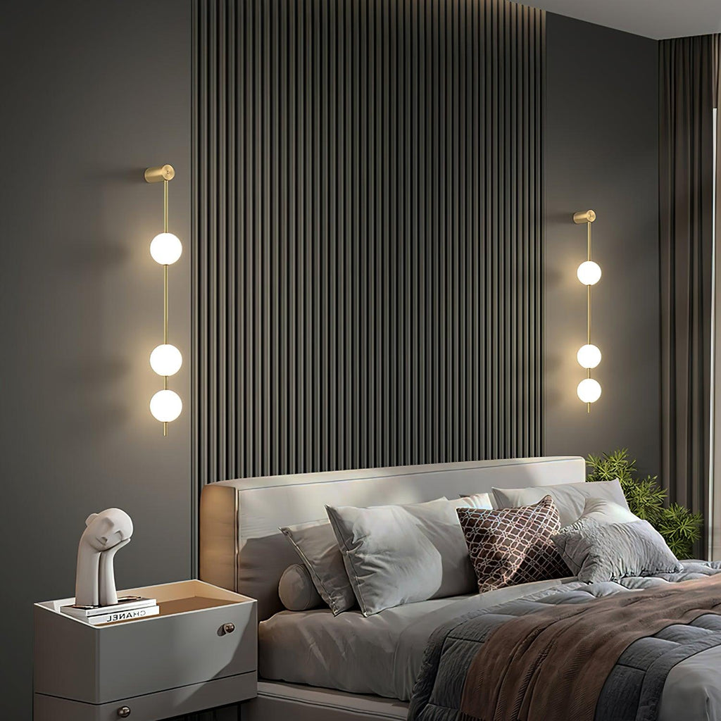 3-5 Light Vertical Globe Wall Light / 3 Lamps: ∅ 4.7″ x H 40.6″ / Dia 12cm x H 103cm / Black & Plastic Ball / Warm White