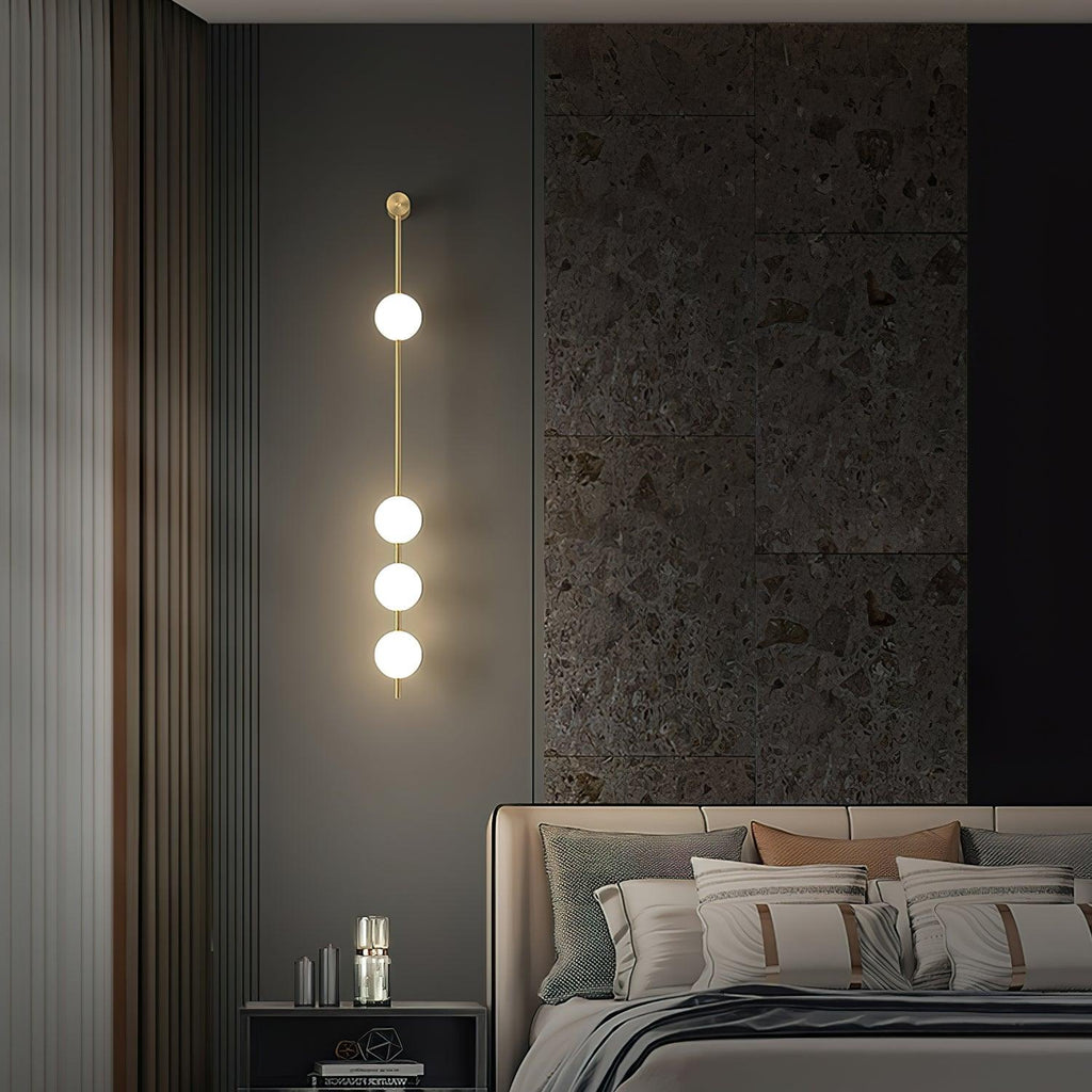 3-5 Light Vertical Globe Wall Light / 3 Lamps: ∅ 4.7″ x H 40.6″ / Dia 12cm x H 103cm / Black & Glass Ball / Warm White