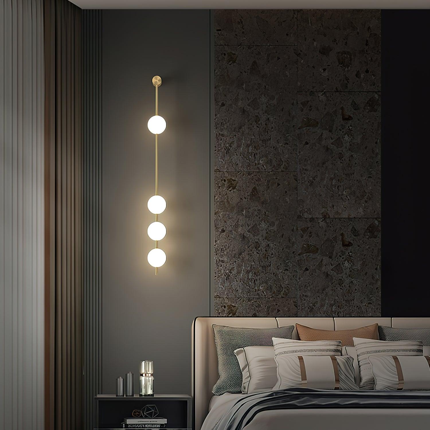 3-5 Light Vertical Globe Wall Light / 3 Lamps: ∅ 4.7″ x H 40.6″ / Dia 12cm x H 103cm / Black & Glass Ball / Warm White