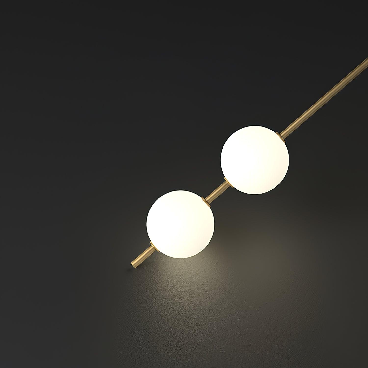 3-5 Light Vertical Globe Wall Light / 4 Lamps: ∅ 4.7″ x H 51.2″ / Dia 12cm x H 130cm / Brass & Glass ball / Warm White
