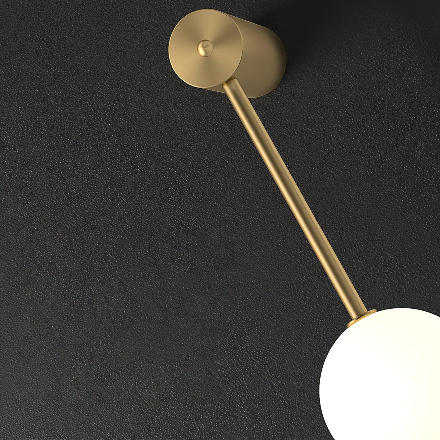 3-5 Light Vertical Globe Wall Light / 4 Lamps: ∅ 4.7″ x H 51.2″ / Dia 12cm x H 130cm / Black & Glass Ball / Warm White