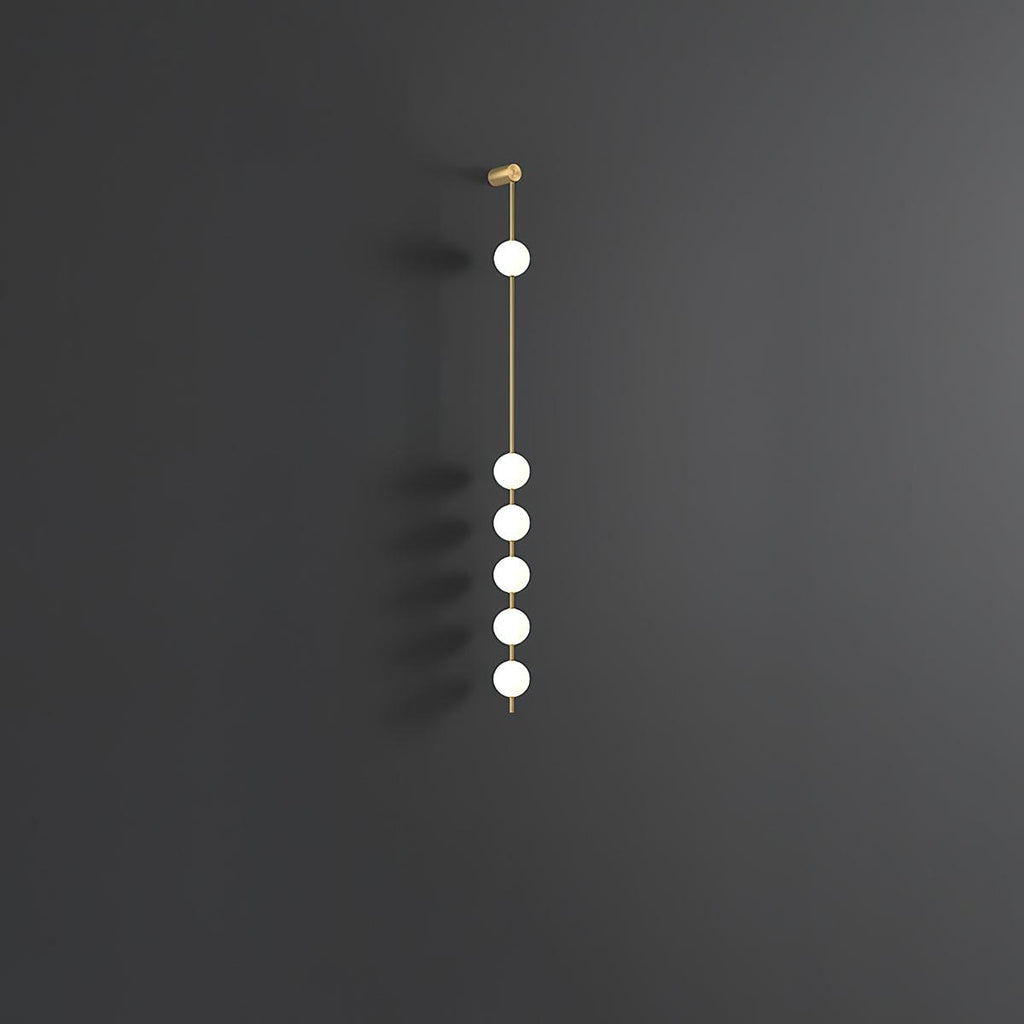 3-5 Light Vertical Globe Wall Light / 5 Lamps: ∅ 4.7″ x H 62.2″ / Dia 12cm x H 158cm / Black & Plastic Ball / Warm White