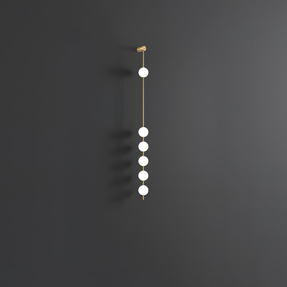 3-5 Light Vertical Globe Wall Light / 5 Lamps: ∅ 4.7″ x H 62.2″ / Dia 12cm x H 158cm / Black & Plastic Ball / Warm White