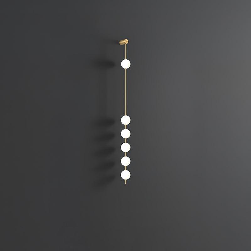 3-5 Light Vertical Globe Wall Light / 5 Lamps Set of 2 / Brass & Plastic ball / Warm White