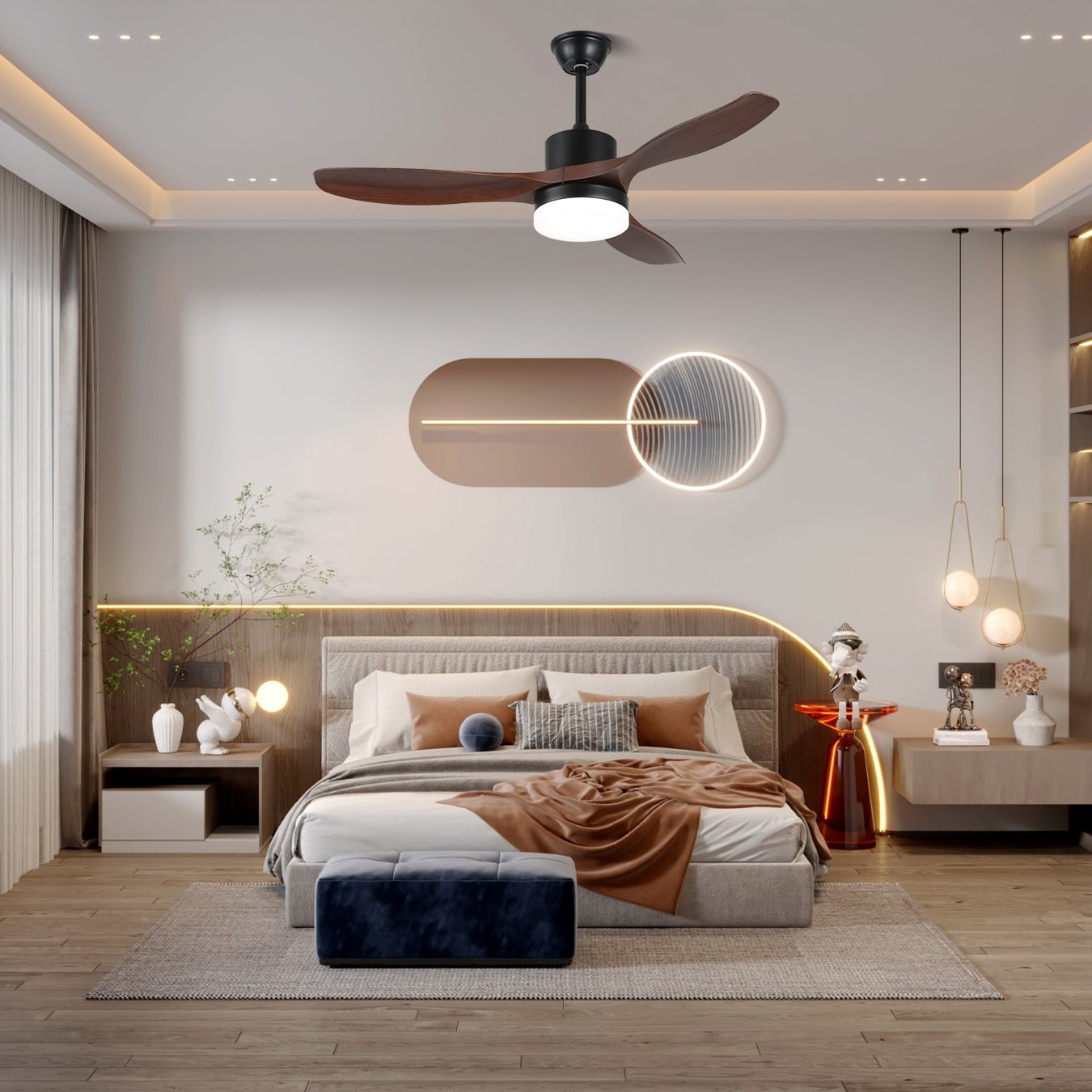 48/52-Inch Wood Blade Ceiling Fan Light