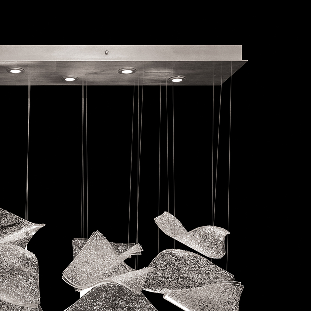 50-Inch 12-Panel Glass Pendant Light / Silver/Blank