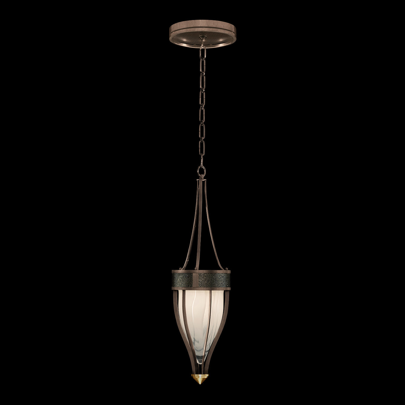 7.5-Inch Swirled Glass Pendant Light / Bronze / Brass / Black Knight