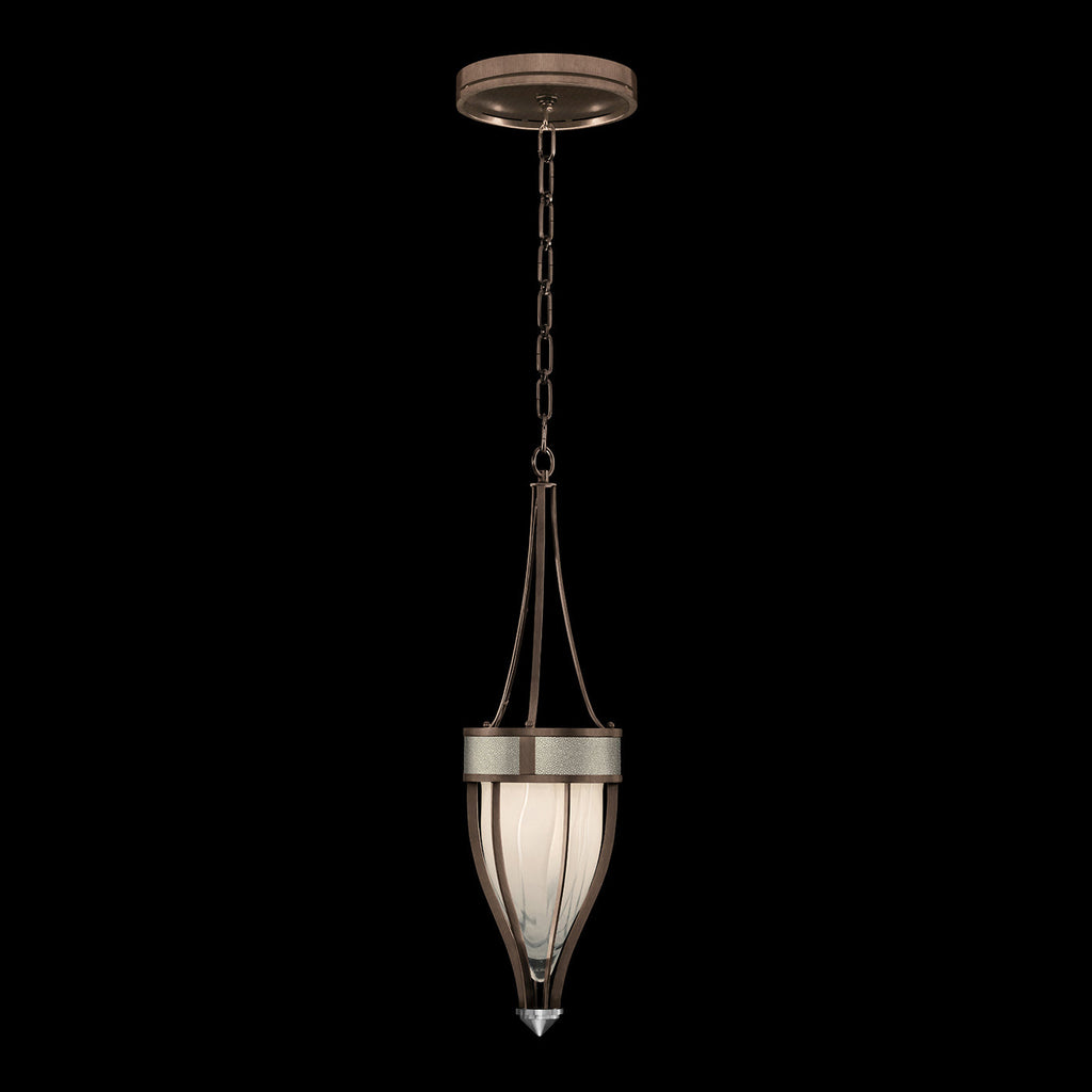 7.5-Inch Swirled Glass Pendant Light / Bronze / Nickel / Coco