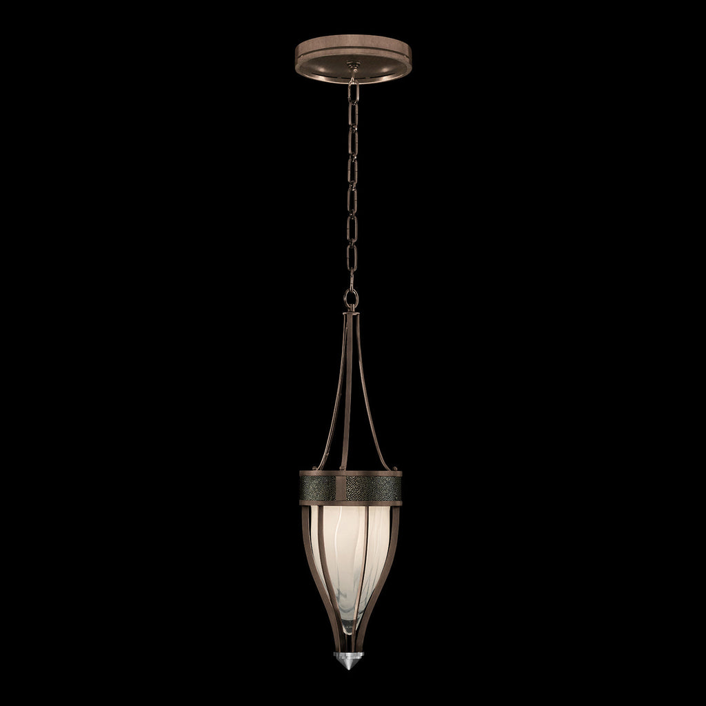 7.5-Inch Swirled Glass Pendant Light / Bronze / Nickel / Black Knight
