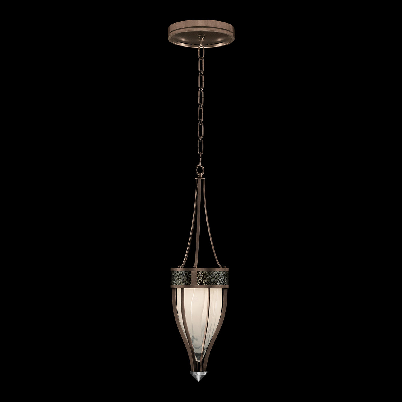 7.5-Inch Swirled Glass Pendant Light / Bronze / Nickel / Black Knight