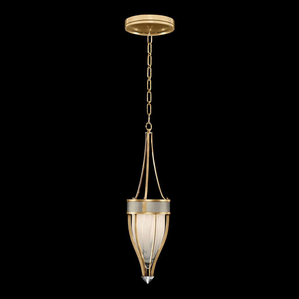 7.5-Inch Swirled Glass Pendant Light / Gold Leaf / Nickel / Coco
