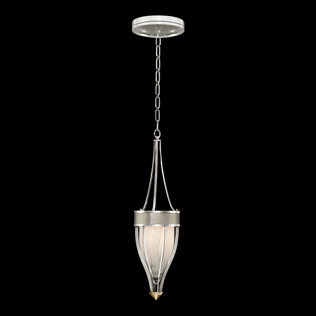 7.5-Inch Swirled Glass Pendant Light / Silver Leaf / Brass / Coco
