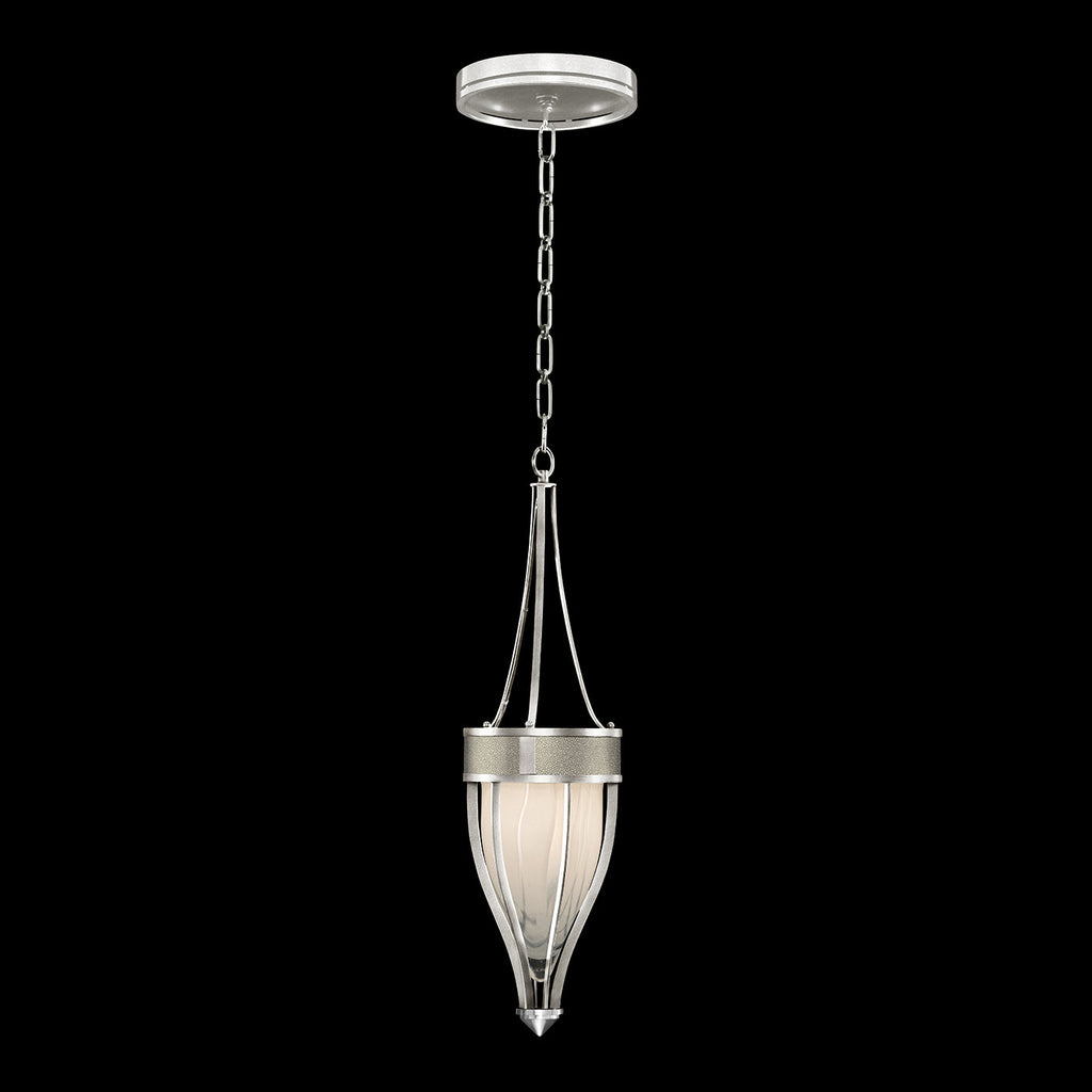 7.5-Inch Swirled Glass Pendant Light / Silver Leaf / Nickel / Coco