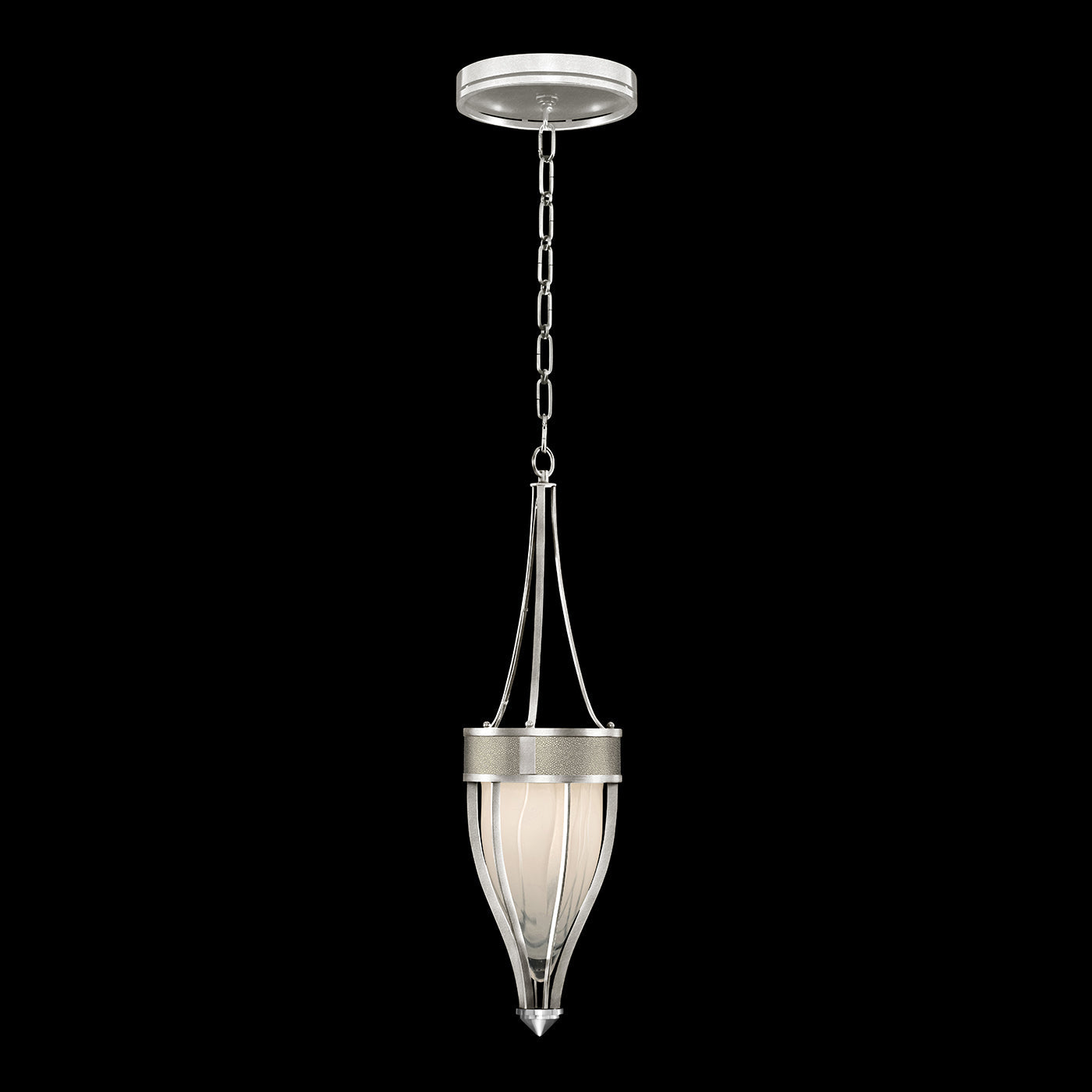 7.5-Inch Swirled Glass Pendant Light / Silver Leaf / Nickel / Coco