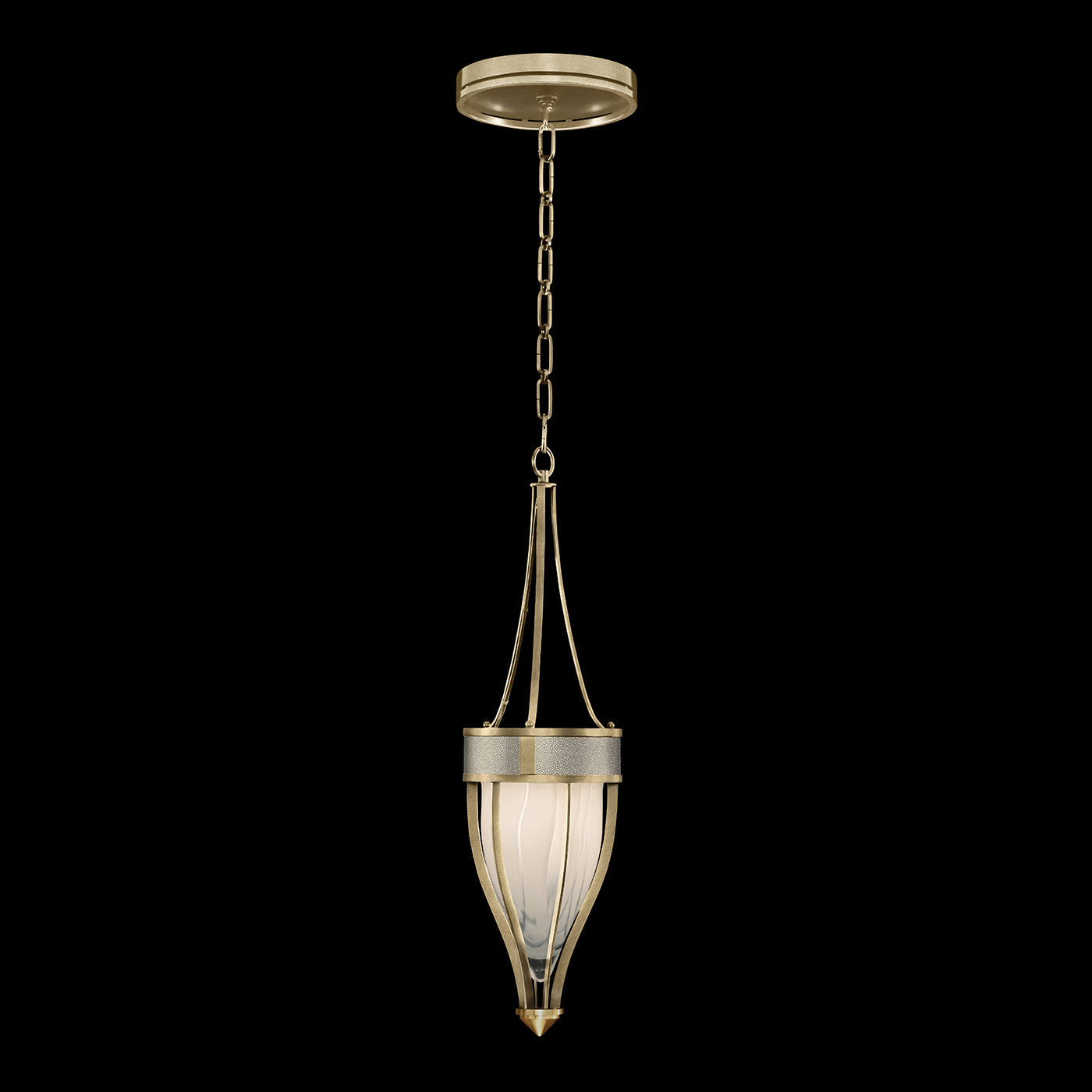 7.5-Inch Swirled Glass Pendant Light / Soft Gold Leaf / Brass / Coco