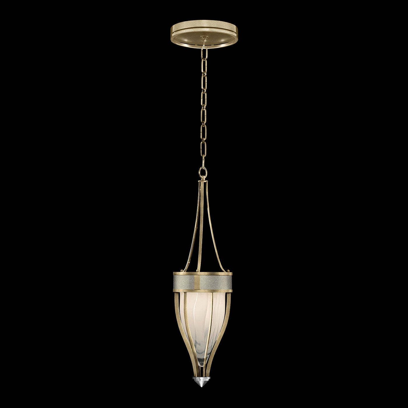 7.5-Inch Swirled Glass Pendant Light / Soft Gold Leaf / Nickel / Coco