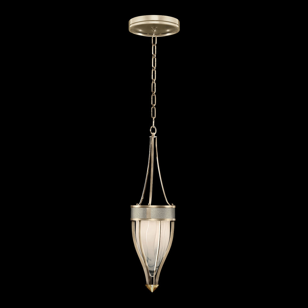 7.5-Inch Swirled Glass Pendant Light / Champagne / Brass / Coco