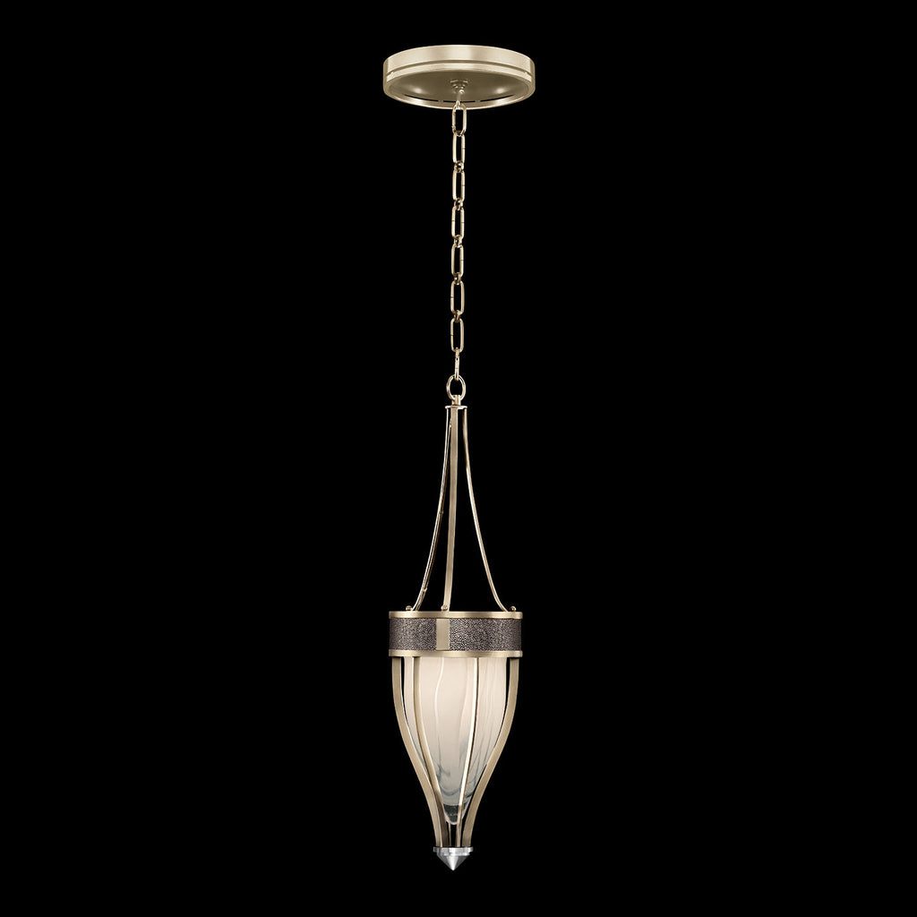 7.5-Inch Swirled Glass Pendant Light / Champagne / Nickel / Pebble