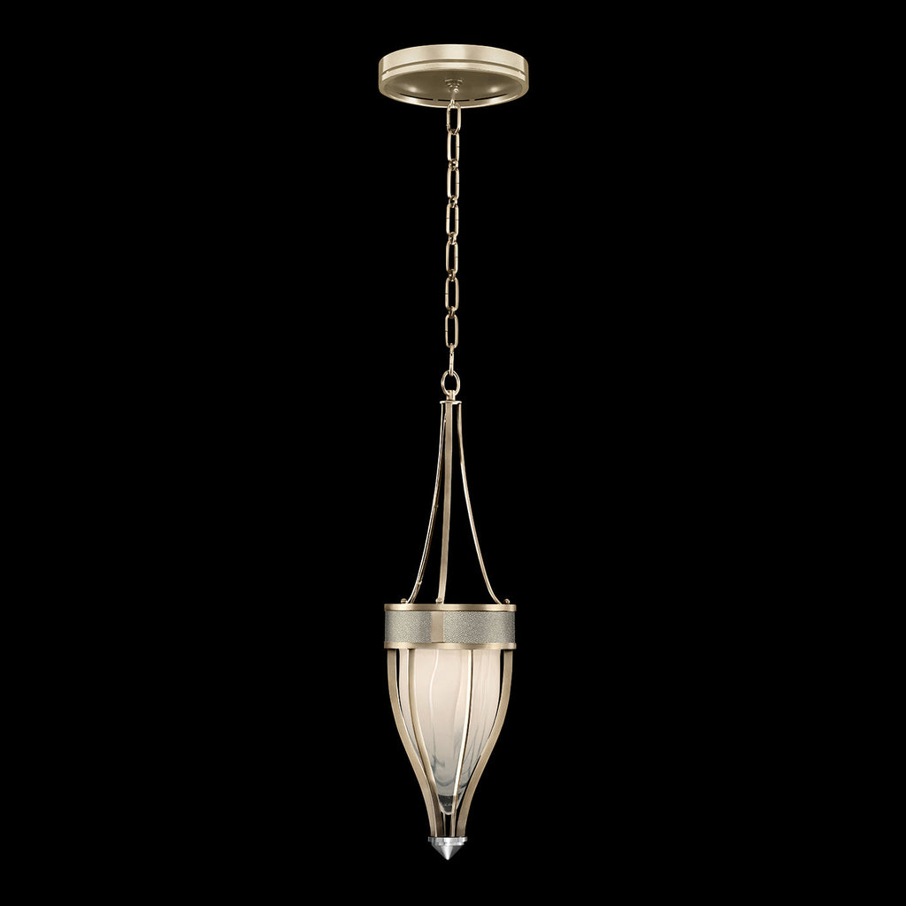 7.5-Inch Swirled Glass Pendant Light / Champagne / Nickel / Coco