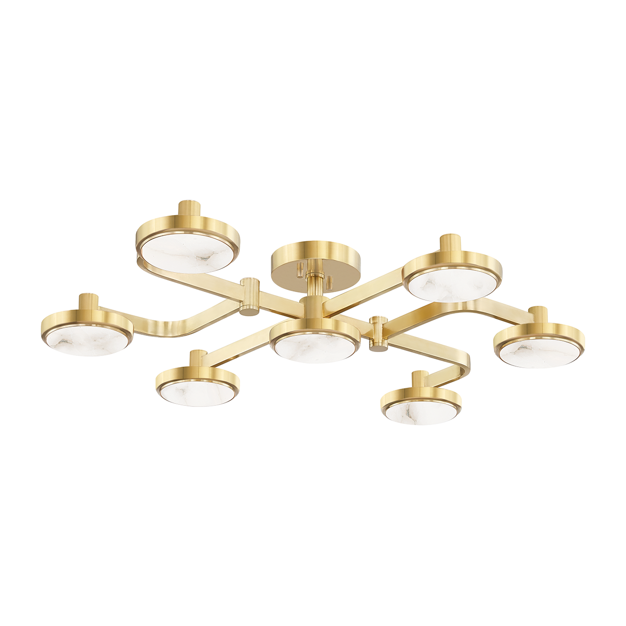 7-Light Semi-Flush Ceiling Light / Aged Brass