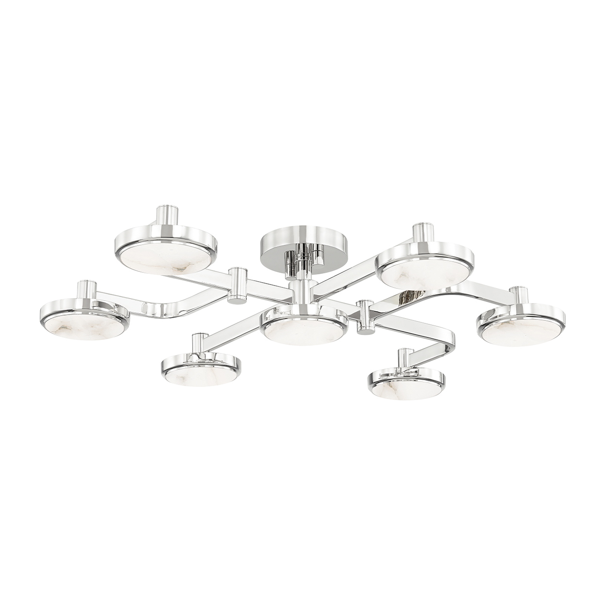 7-Light Semi-Flush Ceiling Light / Polished Nickel