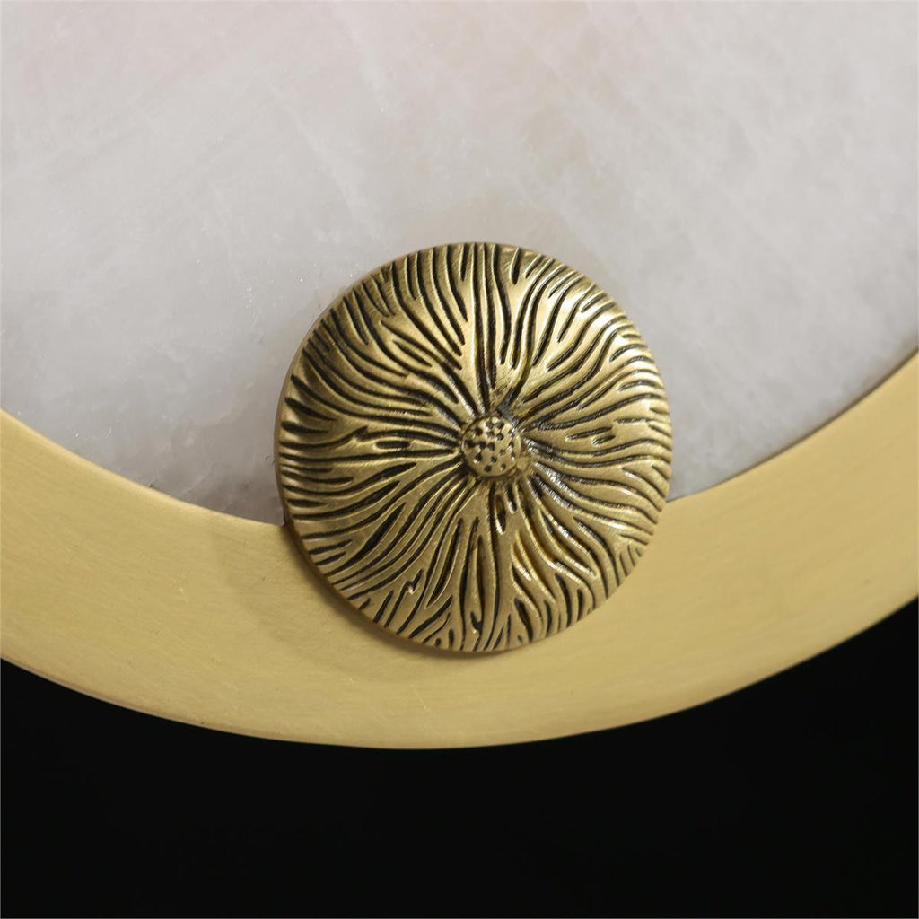8-Light Brass Alabaster Chandelier