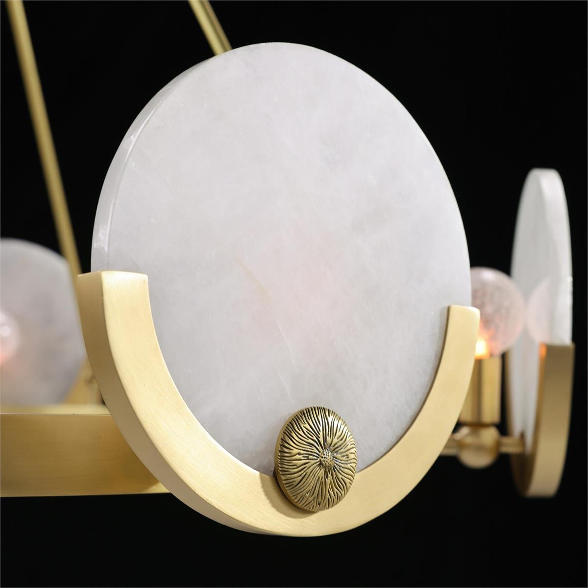8-Light Brass Alabaster Chandelier