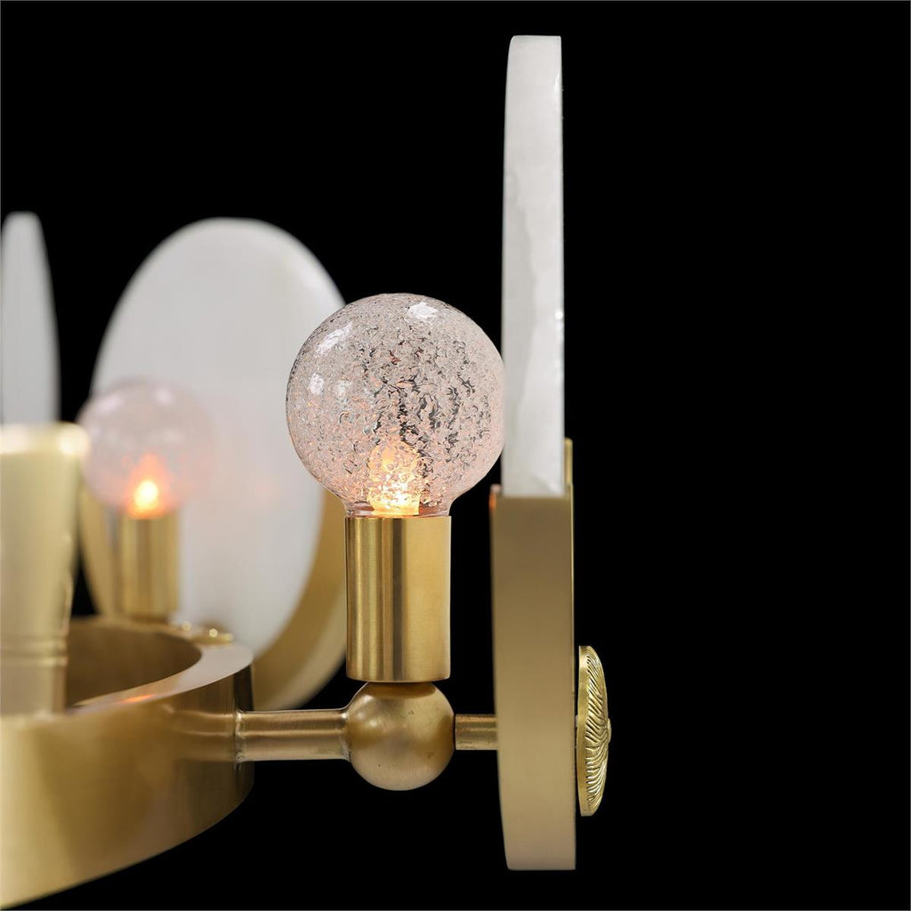 8-Light Brass Alabaster Chandelier