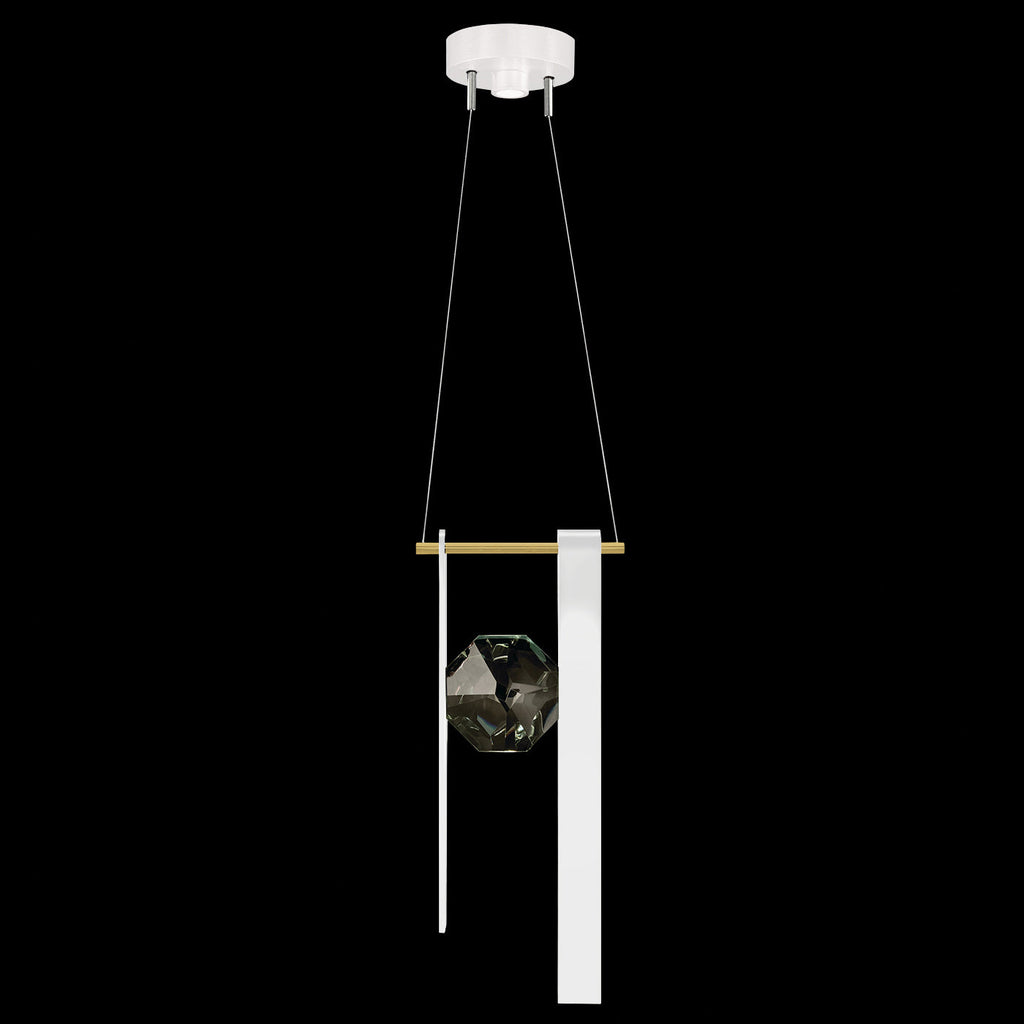 9-Inch Faceted Crystal LED Pendant Light / White