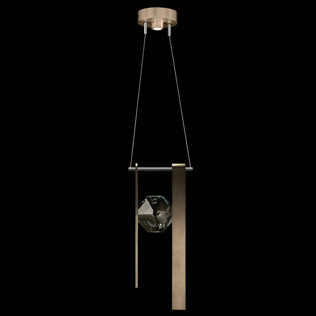 9-Inch Faceted Crystal LED Pendant Light / Bronze