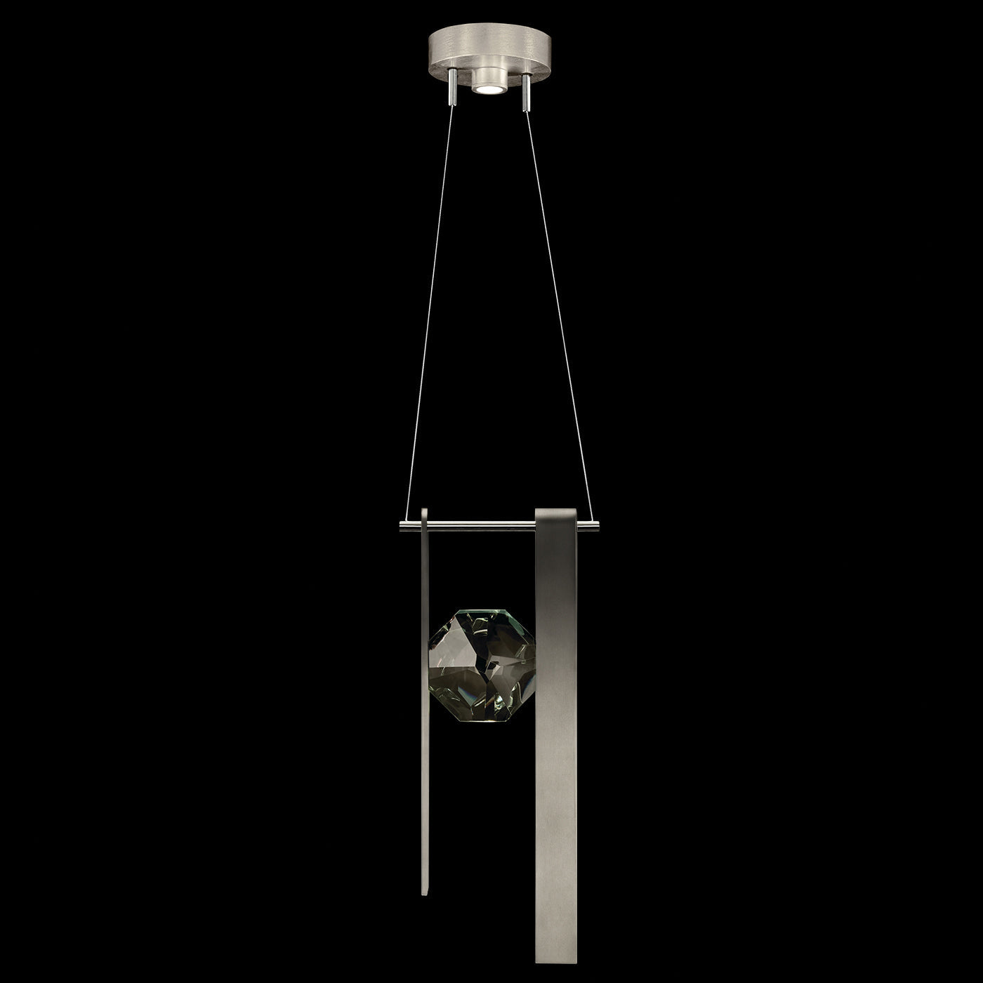 9-Inch Faceted Crystal LED Pendant Light / Soft Ombre Silver