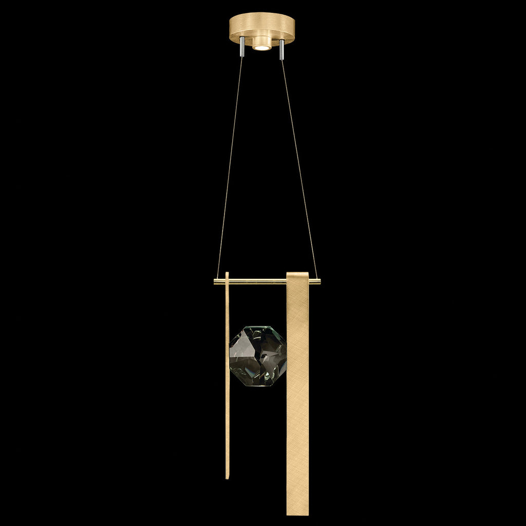 9-Inch Faceted Crystal LED Pendant Light / Gold