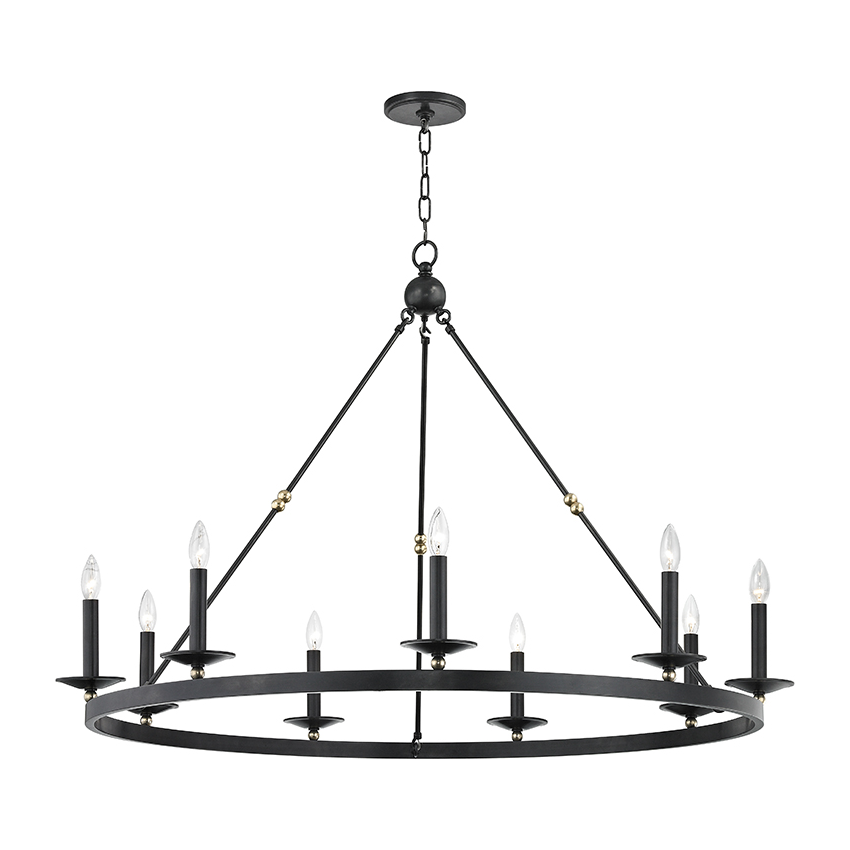 9-Light Wagon Wheel Chandelier / Aged Old Bronze