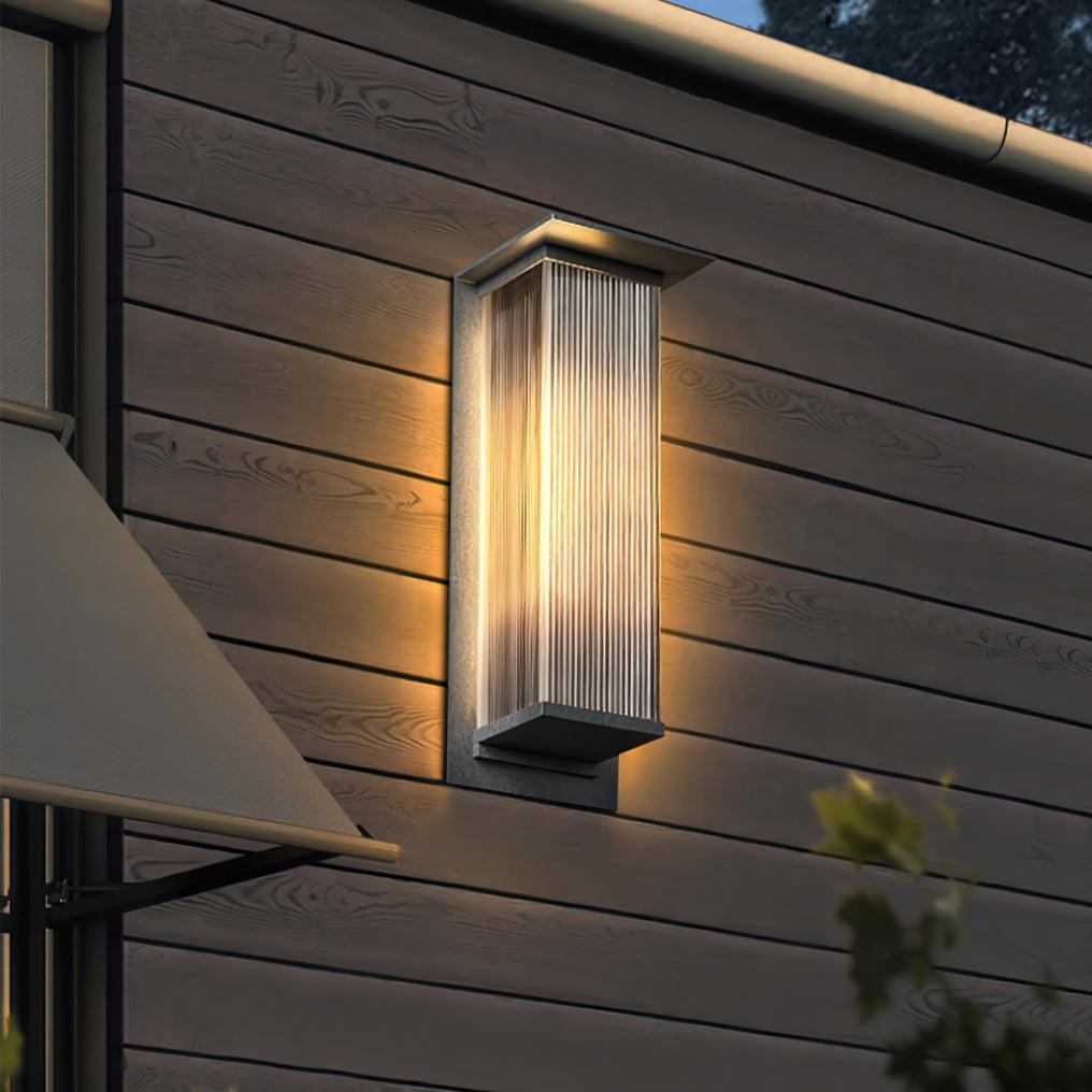 Black Box Outdoor LED Wall Light / L 7.7″ x W 7.1″ x H 20.1″ / L 19.5cm x W 18cm x H 51cm / Model B: Solar-Powered Version / Warm Light